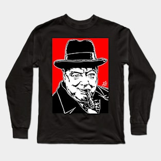 WINSTON CHURCHILL ink and acrylic portrait Long Sleeve T-Shirt